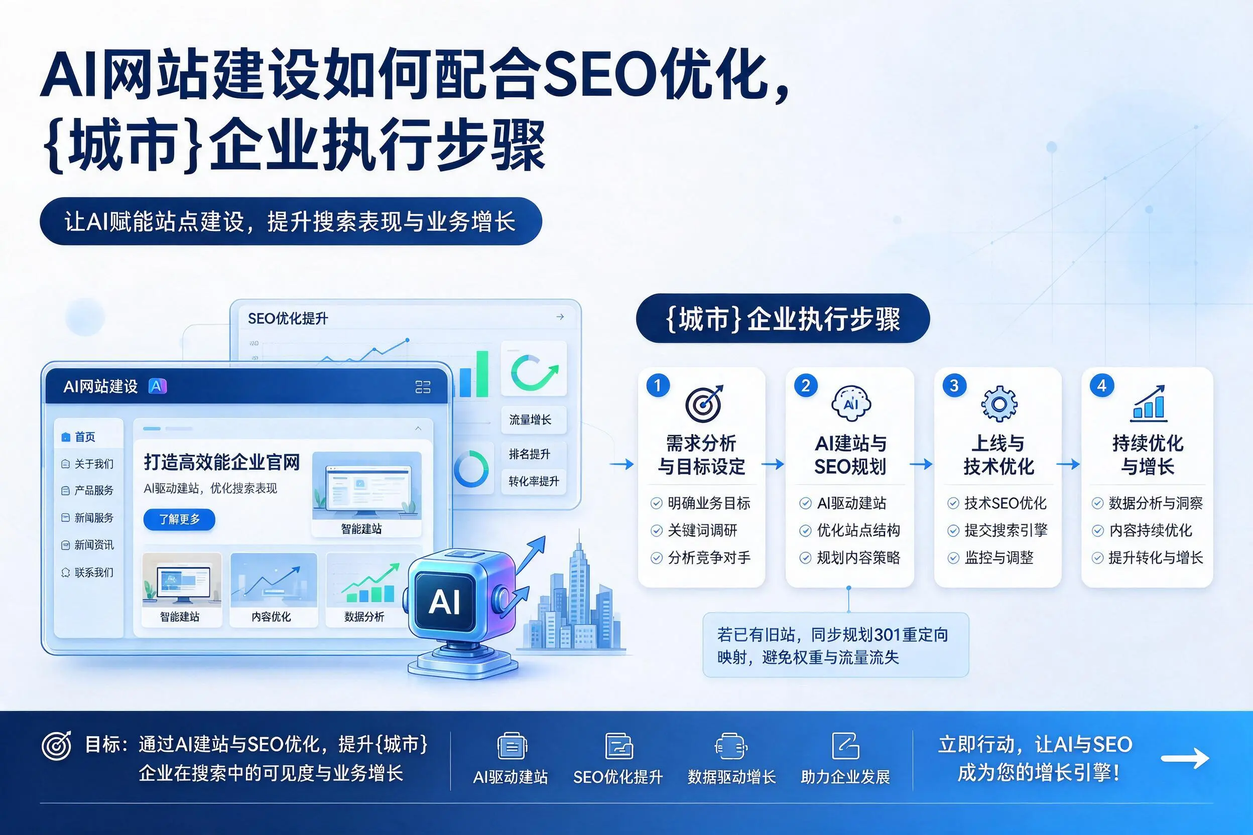 AI网站建设如何配合SEO优化,福州企业执行步骤